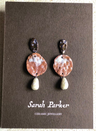 Copper Coral Drop Earrings