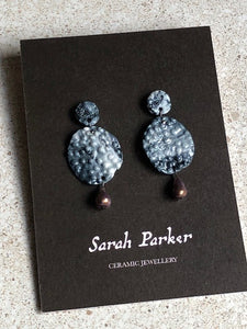 Coral grey and copper earrings